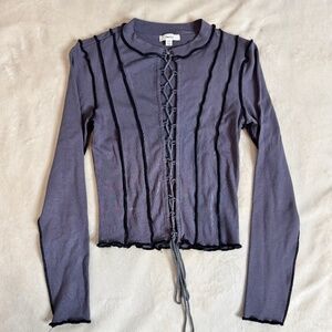 Beivy Purple Top with Open Lace-Up Front – Size XL